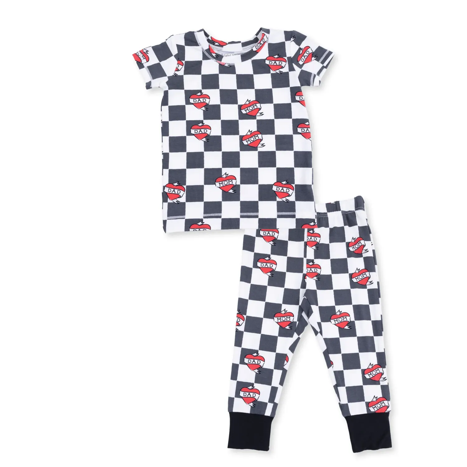 HEART TATTOO CHECK BLACK S/S LOUNGEWEAR SET