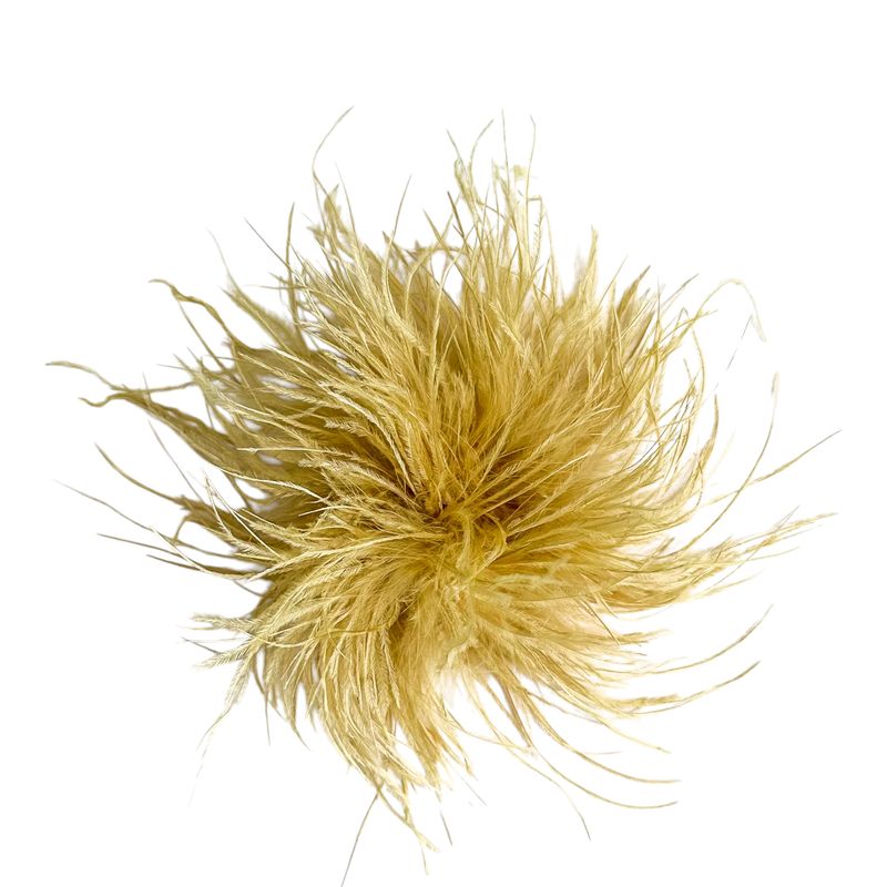 OSTRICH FEATHER POUF- GOLD