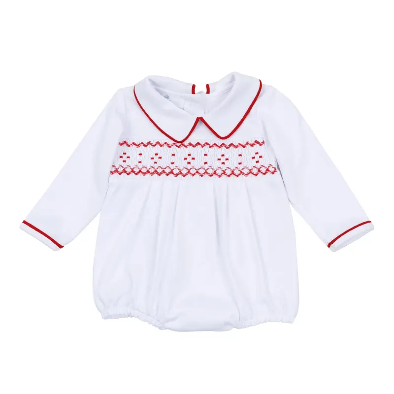 HENRY SMOCKED LONG SLEEVE BOY BUBBLE