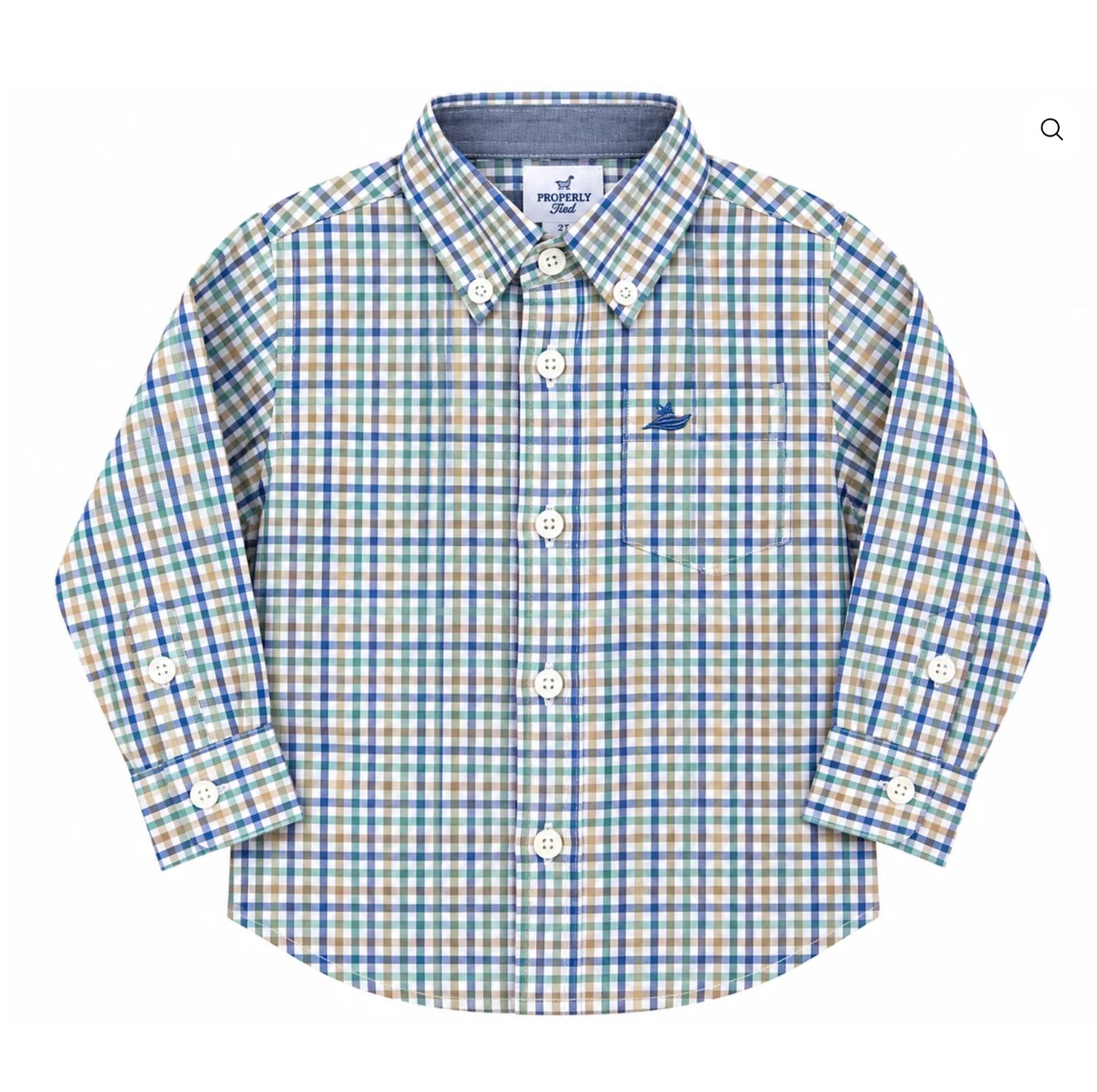 L/S DRESS SHIRT- BROWN/GREEN/BLUE