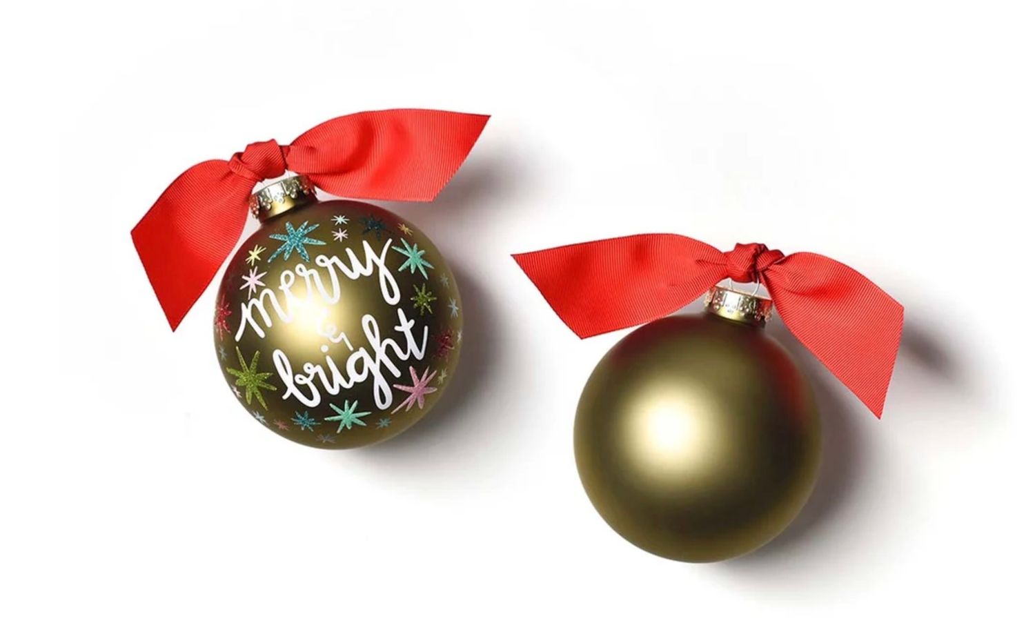 MERRY &amp; BRIGHT STARS GLASS ORNAMENT