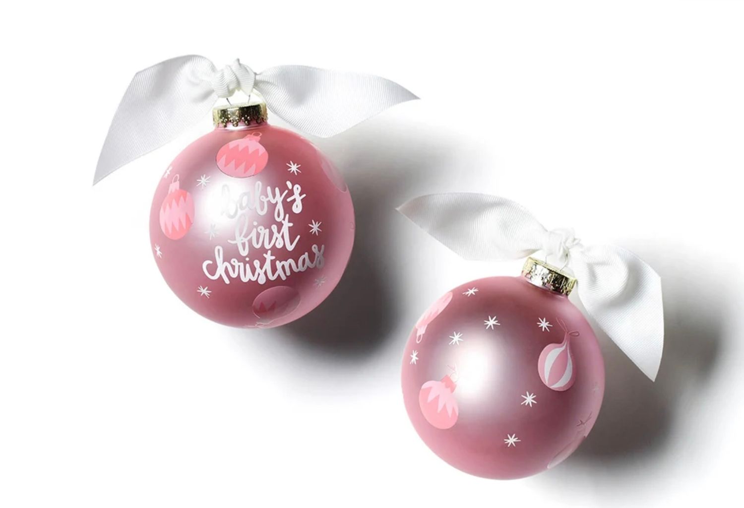 BABY'S FIRST GLASS ORNAMENT- PINK
