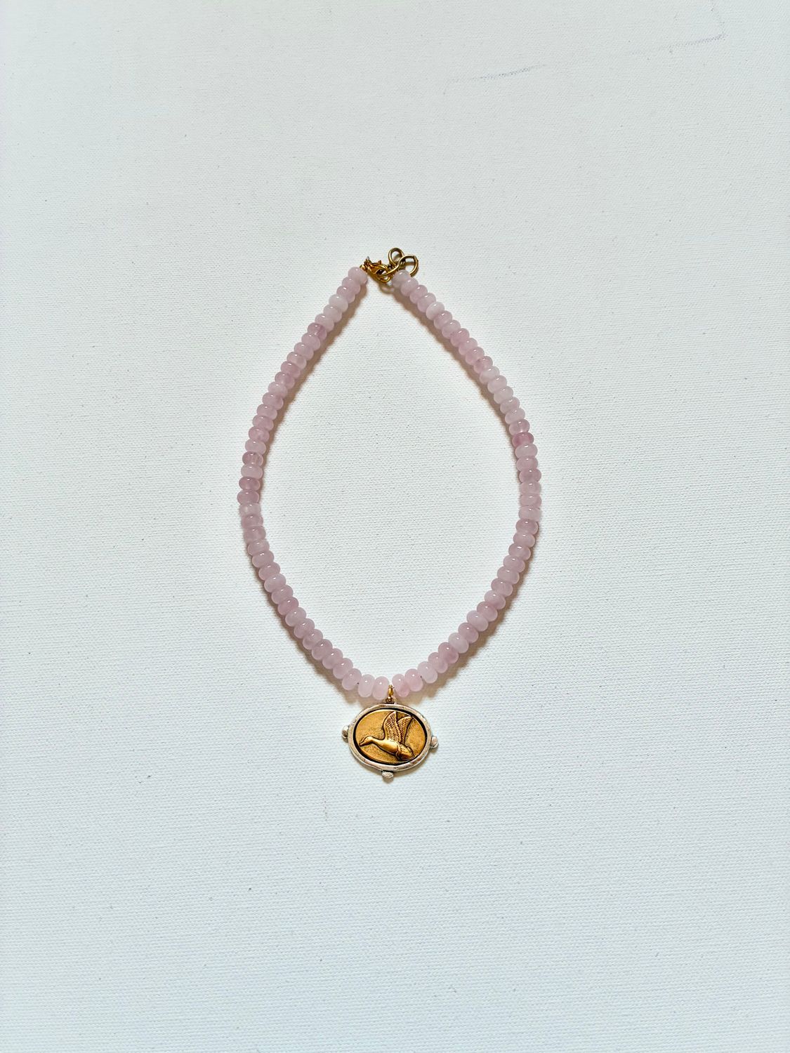 LIGHT PINK MIXED METAL SIGNATURE DUCK NECKLACE