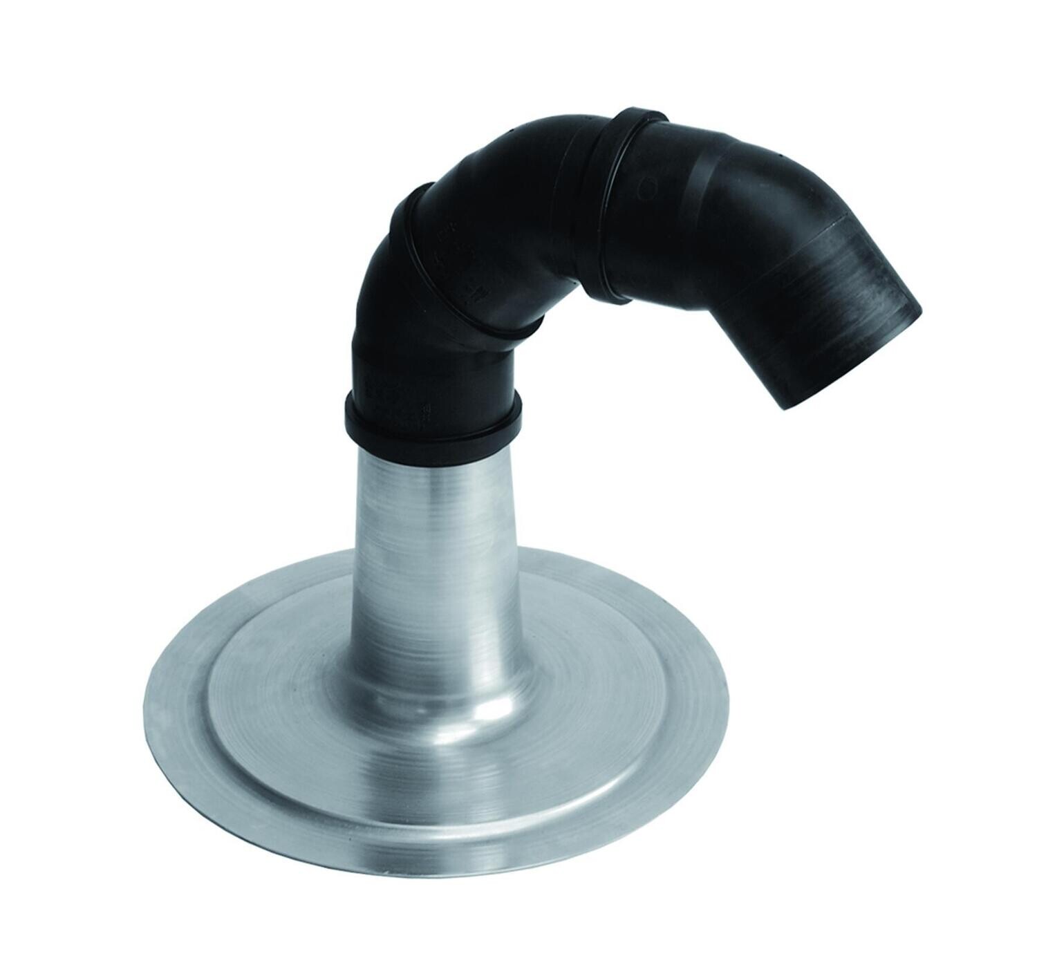 Dakdoorvoer Airco 75 mm met aluminium plakplaat voorzien van 3 stuks 45 graden bochten PP lijmloos
