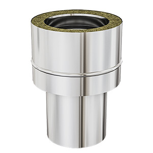 Verloop enkelwandig/dubbelwandig tot DS INOX Ø80 mm