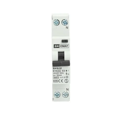 EMAT aardlekautomaat 1-polig+nul 16A B-kar 30mA