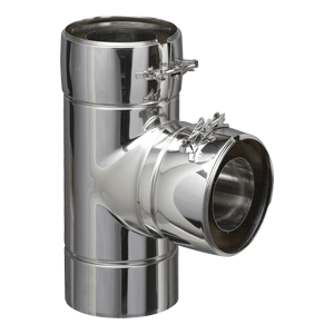 Dubbelwandig RVS Ø 80/130 T-Stuk 90° incl gesloten dop