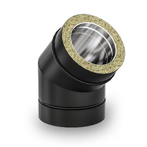 Bocht 45° DS INOX DW zwart Ø 80 mm