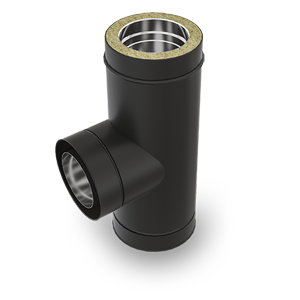 T-stuk 90° DS INOX DW zwart Ø 80 mm incl einddop