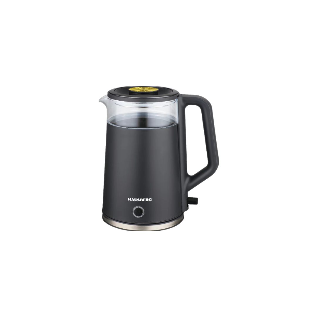 Hausberg Elektrische Glazen Waterkoker Gecoat Zwart HB-3619NG