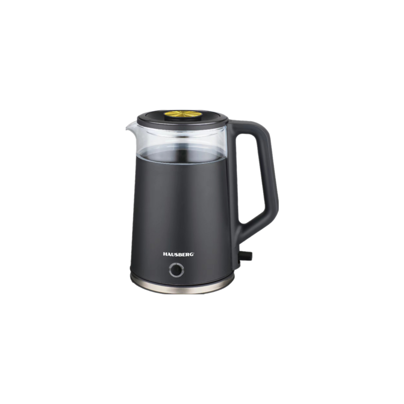 Hausberg Elektrische Glazen Waterkoker Gecoat Zwart HB-3619NG