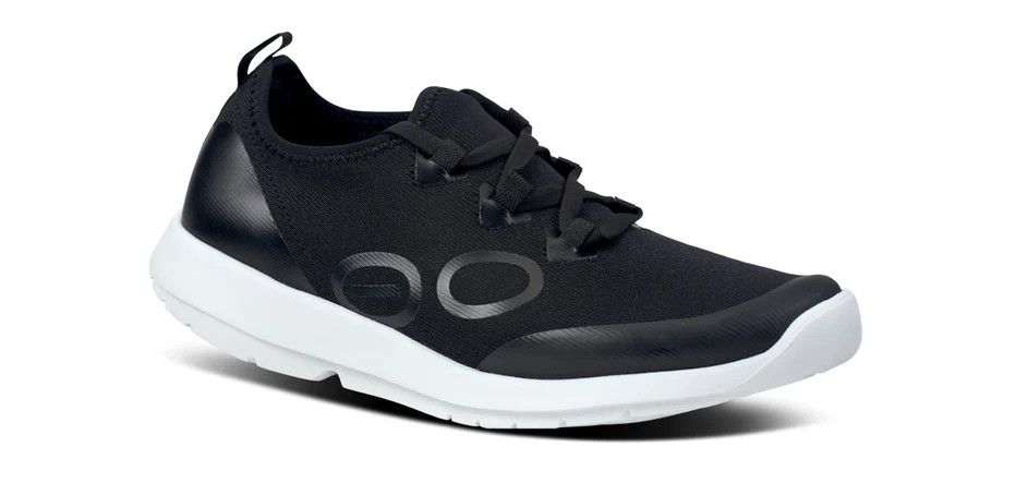 OOFOS Women's OOmg Sport LS Low, Color: White / Black, Size: 7.0
