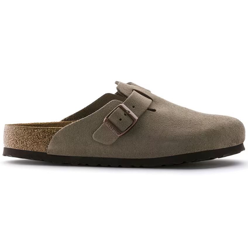 Birkenstock Boston Soft Footbed Suede Leather, Color: Taupe, Size: 37