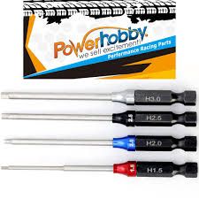 Powerhobby RC Hex Driver 1/4&quot; Power Tool Set Metric 1.5, 2.0, 2.5, 3.0mm