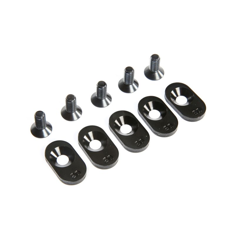 LOS252103 Engine Mount Insert and Screws 20T, Black (5): 5ive-T 2.0 (fits 62T spur)