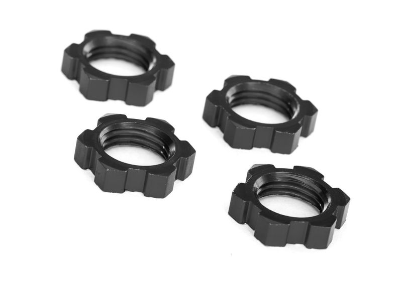 7758A Wheel nuts, splined, 17mm, serrated (black-anodized) (4)