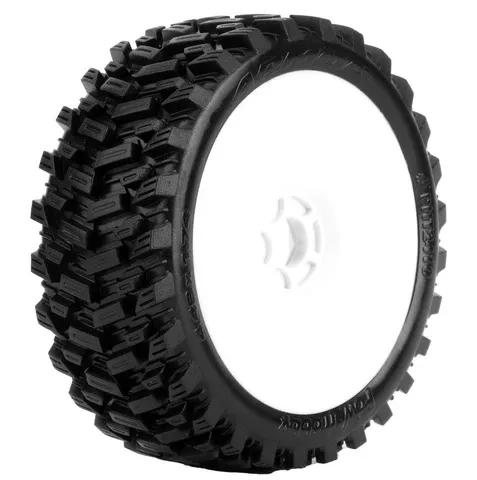 Powerhobby Armor 1/8 Buggy Belted All Terrain Mounted Tires 17MM White Dish Wheels
