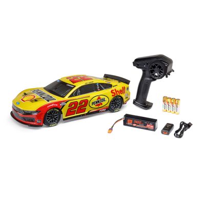 1/12 NASCAR RC Racecar Joey Logano No. 22 2025 Shell-Pennzoil Ford Mustang 2S AWD RTR Brushed On-Road (Battery &amp; Charger Included), Yellow