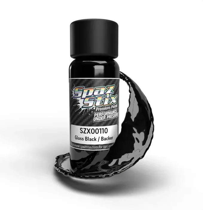High Gloss Black / Backer, Airbrush Ready Paint, 2oz Bottle