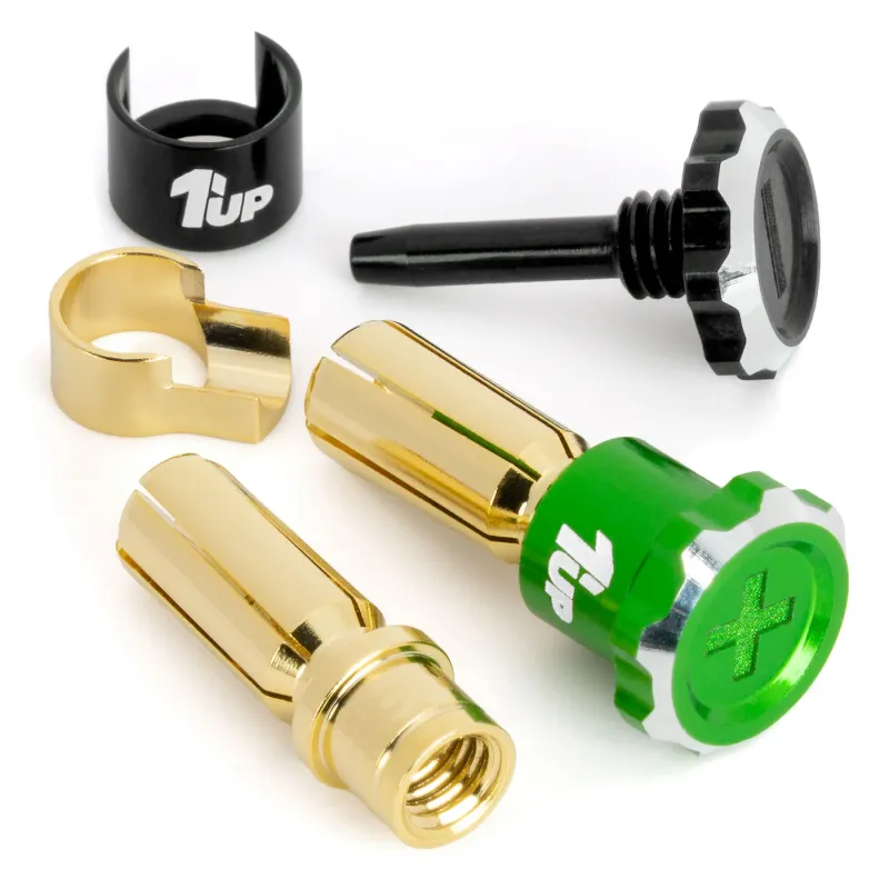 1UP Racing &quot;Lockdown&quot; Adjustable Bullet Plug Grips w/5mm Bullets (Green/Black)