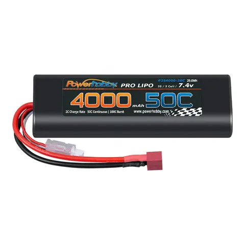 Powerhobby 2S 4000mah 50c ROUND Lipo Battery w Deans Plug ( Starter Box)