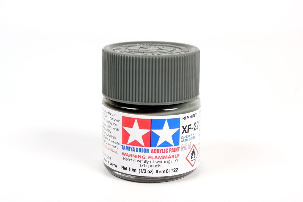 Tamiya Acrylic Mini XF-22 RLM Grey Paint, 10ml Bottle
