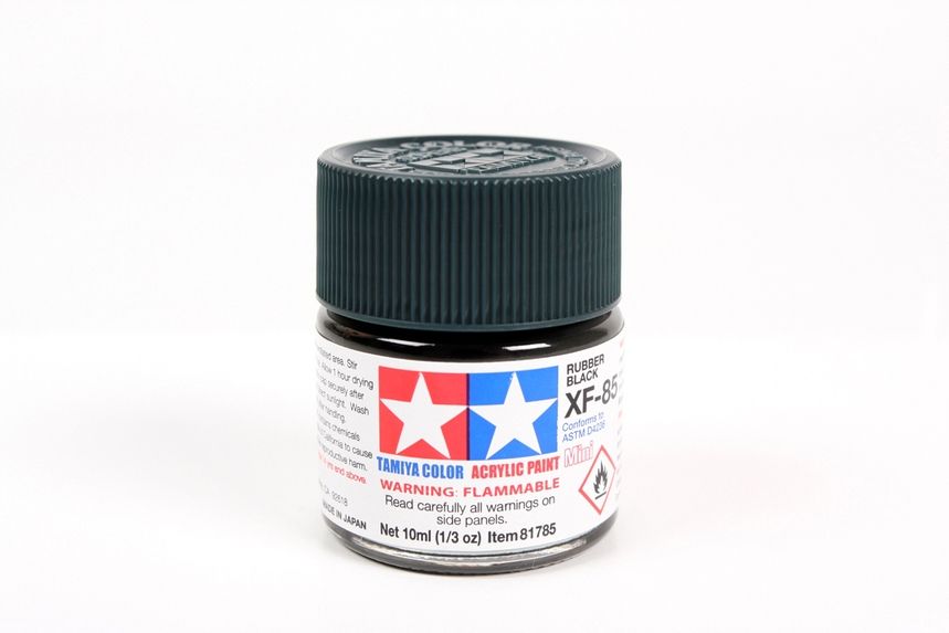 Tamiya Acrylic Mini XF-85 Rubber Black Paint, 10ml Bottle