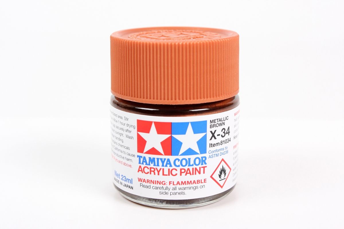 Tamiya Acrylic Mini X-34 Met Brown Paint, 10ml Bottle
