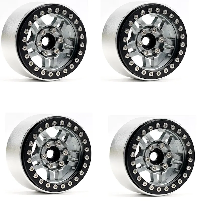 Powerhobby B4 Aluminum 1.9 Beadlock Wheels 9mm Hubs Grey (4) 1/10 Rock Crawler