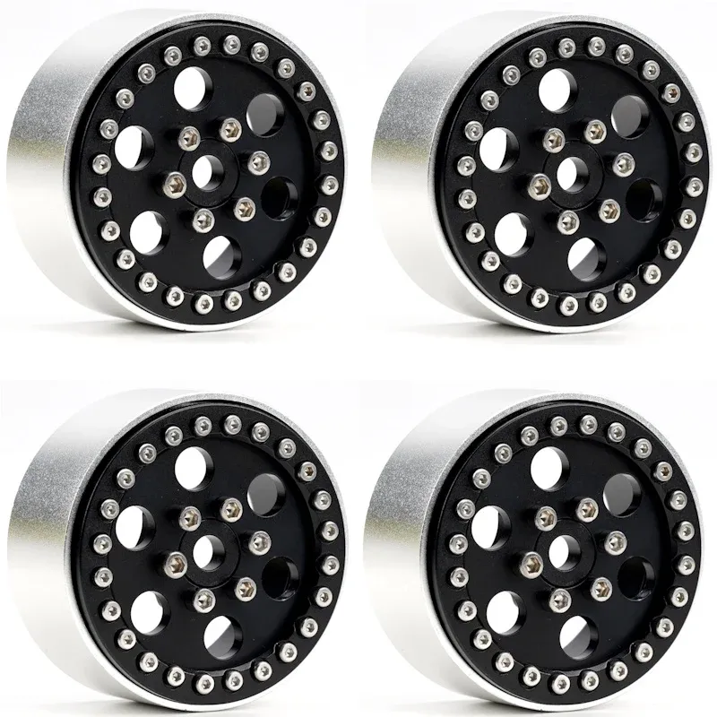 Powerhobby B5 Aluminum 1.9 Beadlock Wheels Super Positive Offset Black (4) Rock Crawle