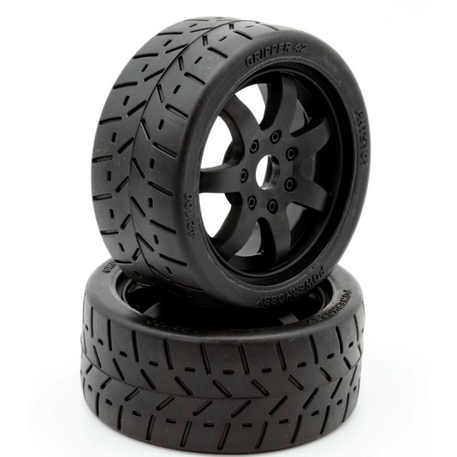 1/8 Gripper 42/100 Belted Mounted Tires 17mm Black Wheels(2)