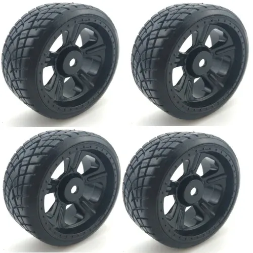 Powerhobby 1/10 Drift Car Mounted Tires / Wheels (4) Black PY046