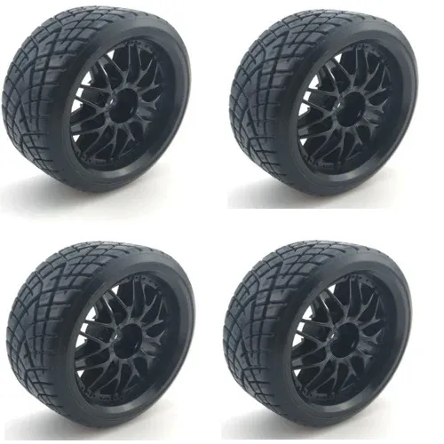 Powerhobby 1/10 Drift Car Mounted Tires / Wheels (4) Black PY063