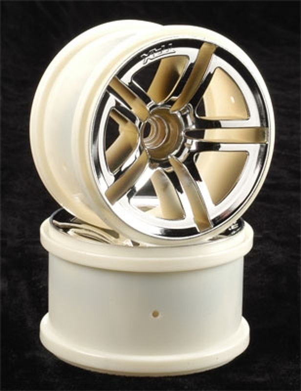 TRA5574 Traxxas Front Twin Spoke Wheels 2.8&quot; Chrome Jato (2)