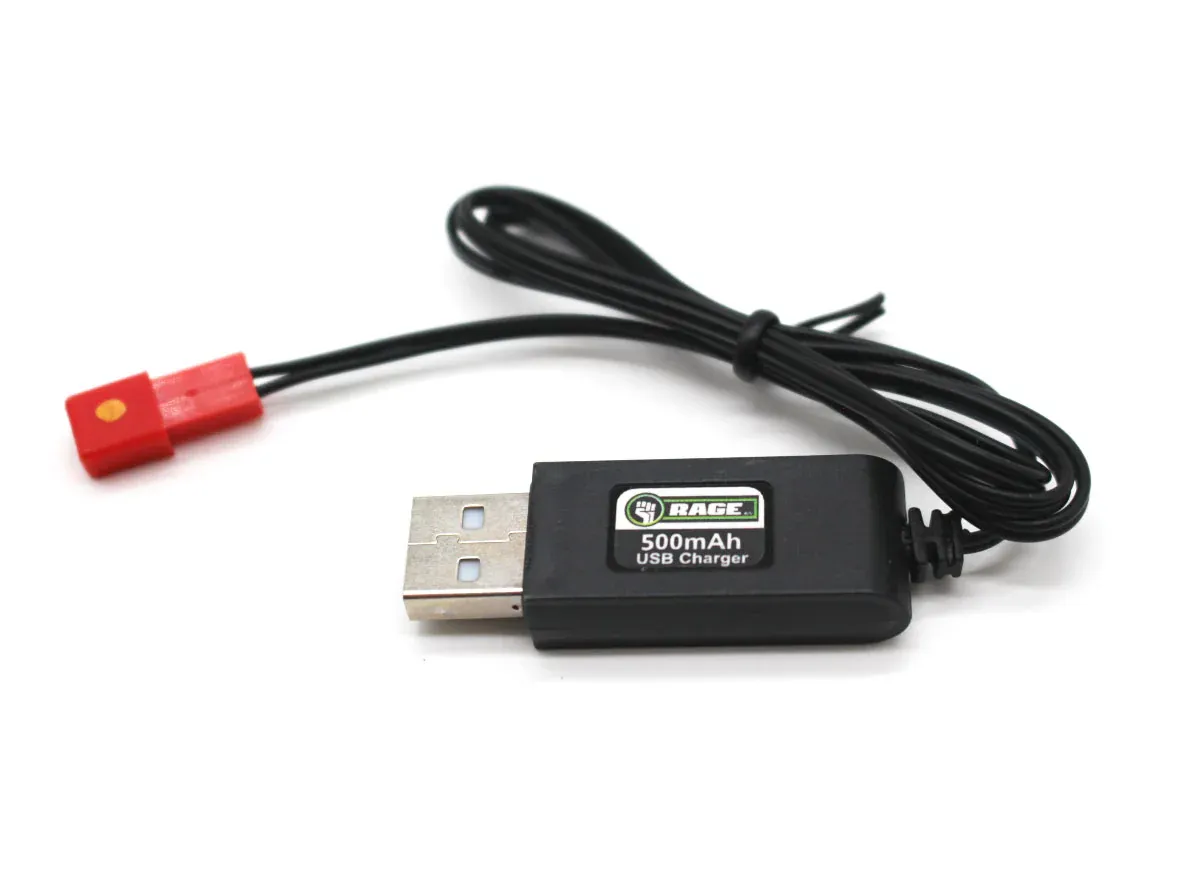 RGRA1428 Rage R/C 500mA 1S USB Charger with JST Plug