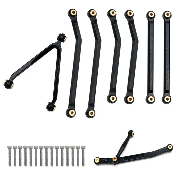 PHSCX24032-Black Powerhobby Aluminum SCX24 C10 Jeep High Clearance Chassis Links Set 133.7mm Black