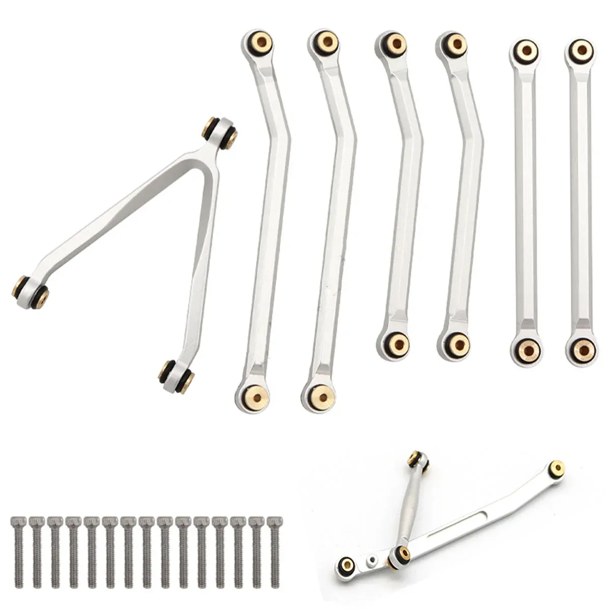 PHSCX24032 Powerhobby Aluminum SCX24 C10 Jeep High Clearance Chassis Links Set 133.7mm Silver