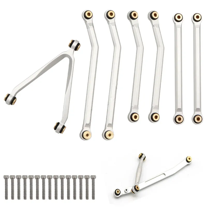 PHSCX24032 Powerhobby Aluminum SCX24 C10 Jeep High Clearance Chassis Links Set 133.7mm Silver
