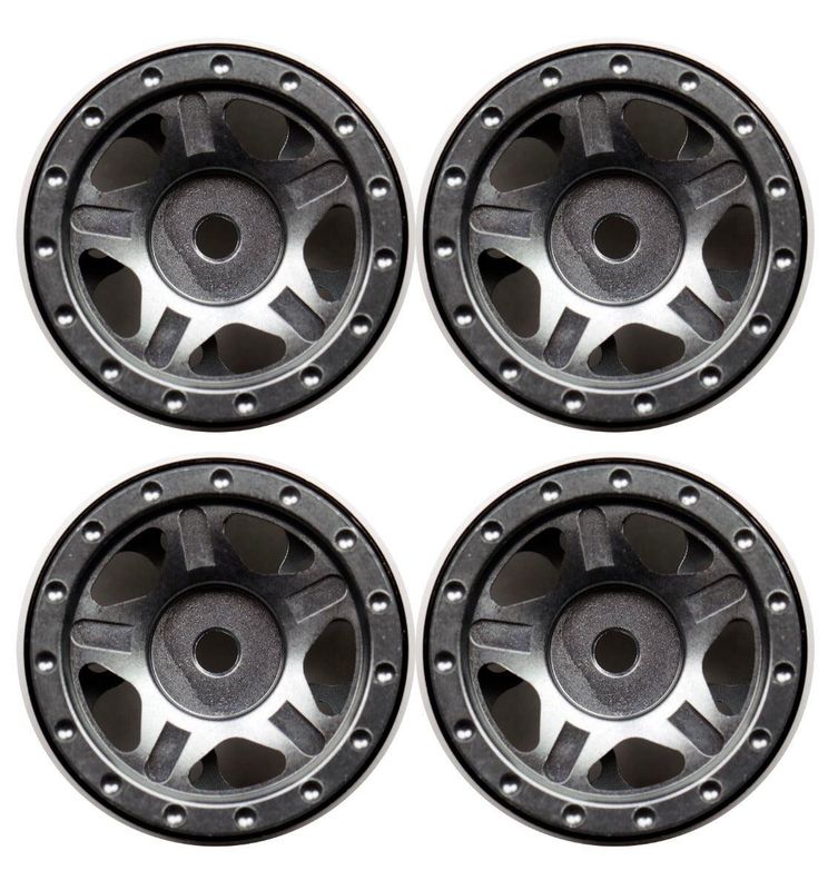 PHSCX2409-Black Powerhobby Z2 1.0&quot; Aluminum Beadlock Crawler Wheels Black 1/24 Axial SCX24 C10