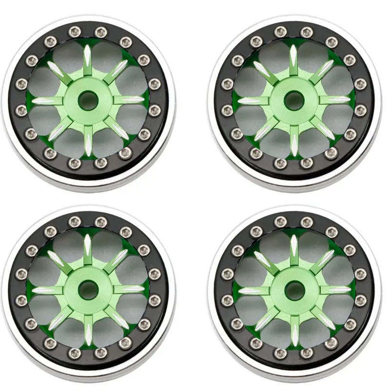 PHSCX2471GREEN Powerhobby B59 Aluminum Beadlock 1.0” Rock Crawler Wheels Axial SCX24 - Green