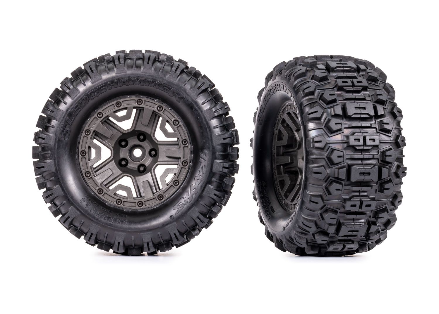 9072-GRAY  2.8&quot; Black Chrome Wheels &amp; Sledgehammer Tires (2)