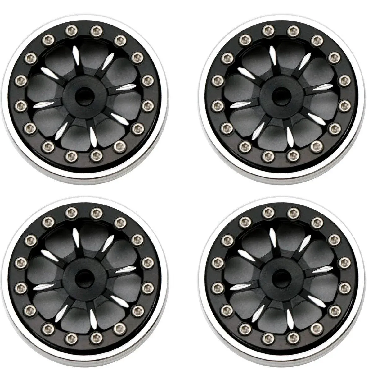 Powerhobby B59 Aluminum Beadlock 1.0” Rock Crawler Wheels Axial SCX24 Black