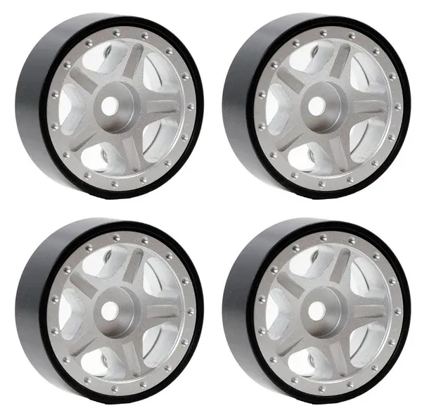 PHSCX2409-Silver Powerhobby Z2 1.0" Aluminum Beadlock Crawler Wheels Black 1/24 Axial SCX24 C10