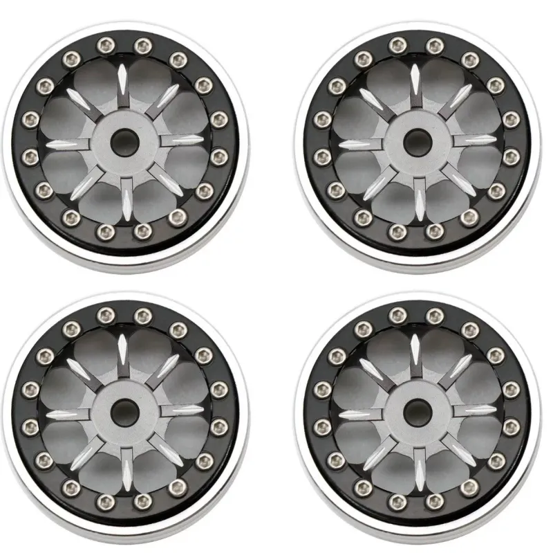 Powerhobby B59 Aluminum Beadlock 1.0” Rock Crawler Wheels Axial SCX24 Grey