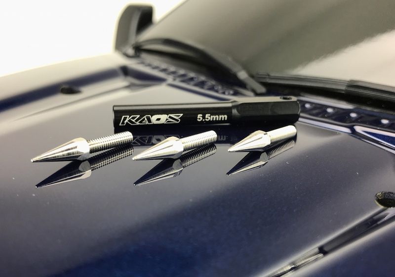 CEGCKD0612 KAOS Silver Bullet Spiked Wheel Lugs (40pcs) (M2.5mm studs with Tool)