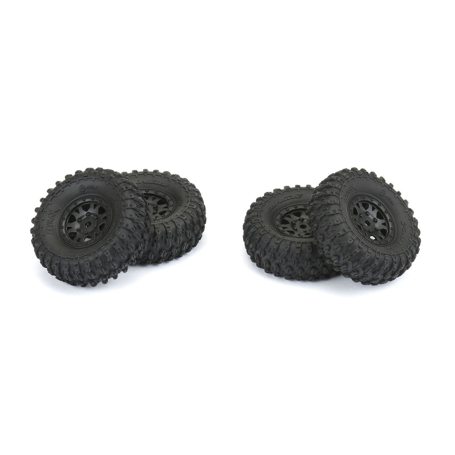 1/24 Hyrax Front/Rear 1.0" Tires Mounted 7mm Black Impulse (4)