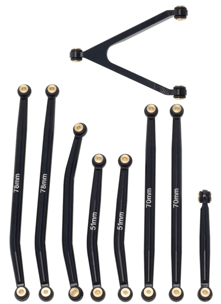 PHSCX24746-Black Powerhobby Aluminum SCX24 Betty Deadbolt High Clearance Chassis Links Set Black