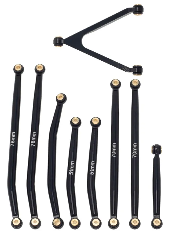 PHSCX24746-Black Powerhobby Aluminum SCX24 Betty Deadbolt High Clearance Chassis Links Set Black