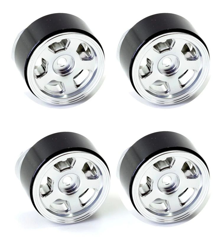 Powerhobby Axial SCX24 Deadbolt C10 Jeep Betty 1.0" Aluminum Beadlock Wheels Rims Grey