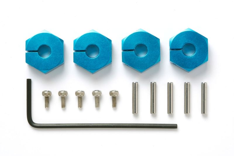 53823 Tamiya 5mm Aluminum Clamping Wheel Hex (Blue) (4)